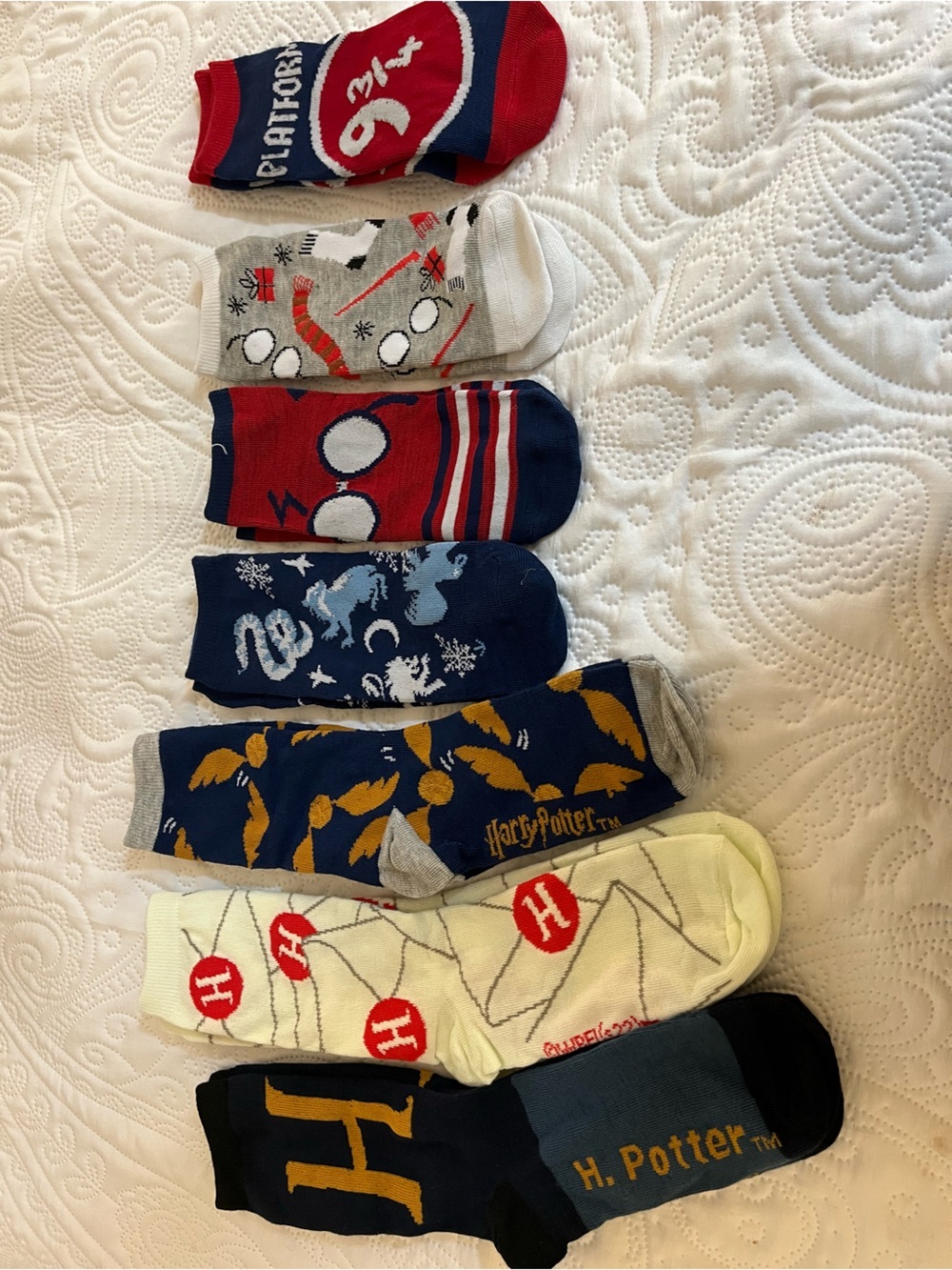 Harry Potter No-Show Socks - 7 pairs—Navy, Red, Cream, Gray, Blue Brand New